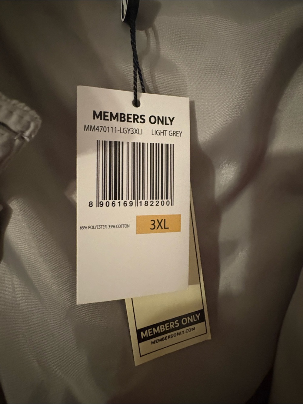 Members Only Light Grey Men’s Jacket - 3XL